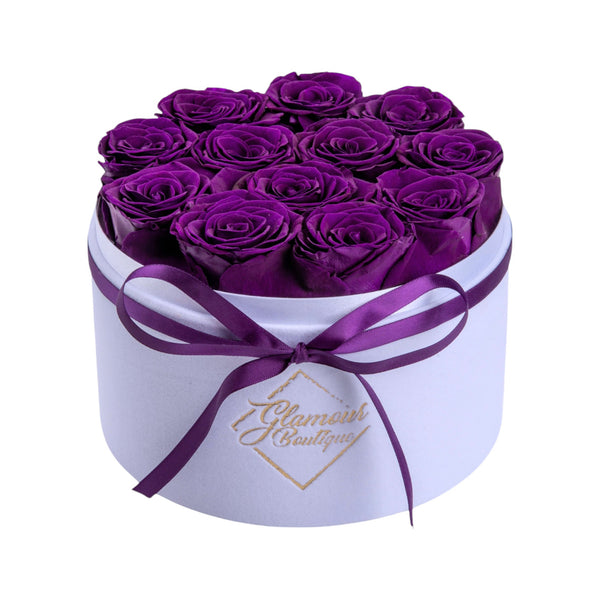 Eternal Prestige Velvet White | 12 Purple Roses