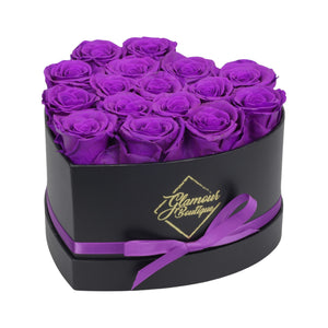 Immortal Love Black Heart | 16 Purple Roses