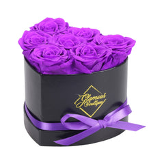 Immortal Love Black Heart | 7 Purple Roses