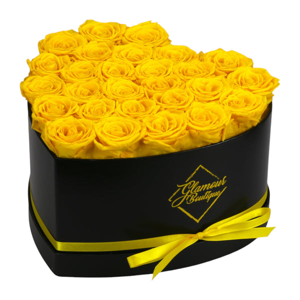 Immortal Love Black Heart | 27 Yellow Roses