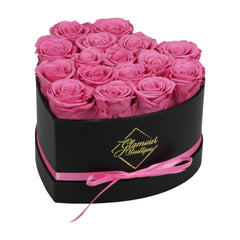 Immortal Love Black Heart | 16 Pink Roses