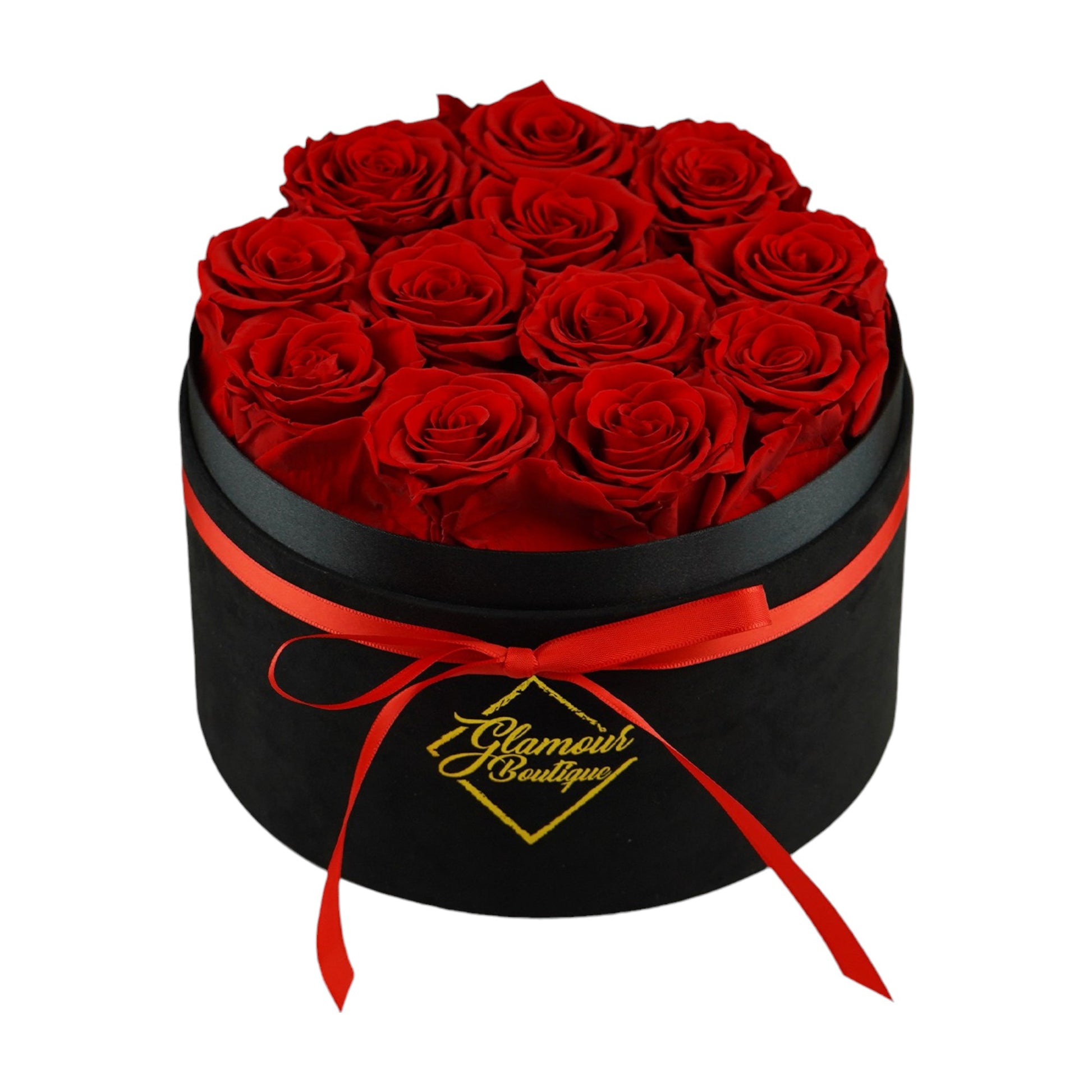 Eternal Prestige Velvet Black | 12 Red Roses