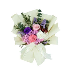 GLAMOUR BOUTIQUE Preserved Flowers Bouquet - Forever Flowers Roses in a Box with Hydrangeas, Gift Ready for Anniversary, Birthday, Valentine's Day, Mother's Day, Eternal Flower for Delivery - Pink