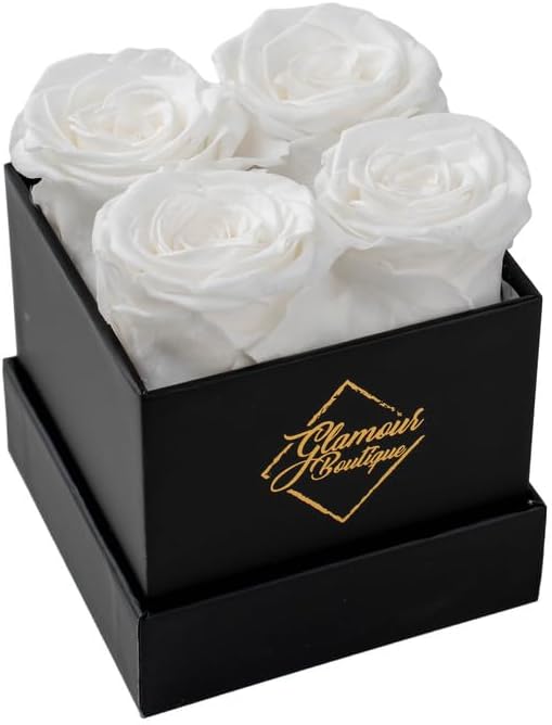 Classic Prestige Black | 4 White Roses