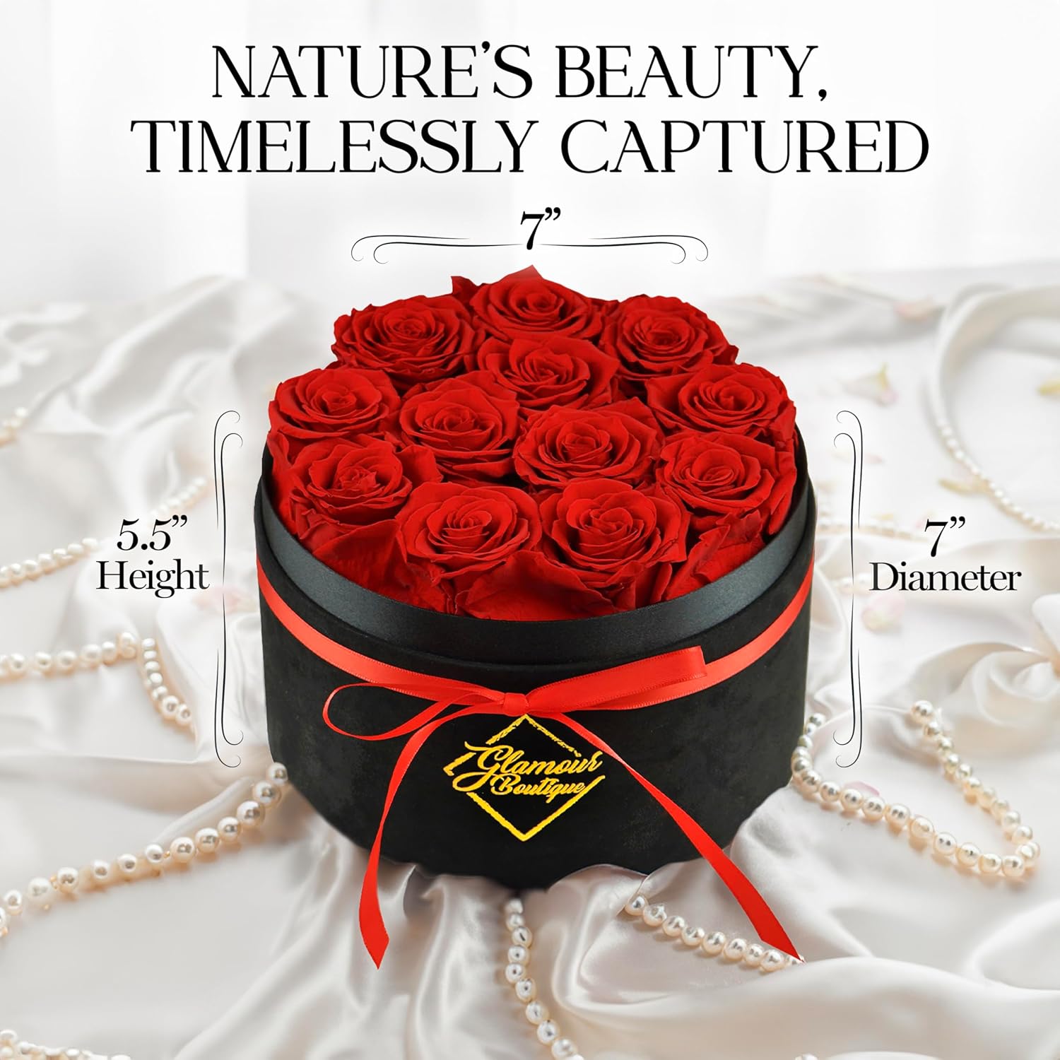 Eternal Prestige Velvet Black | 12 Red Roses