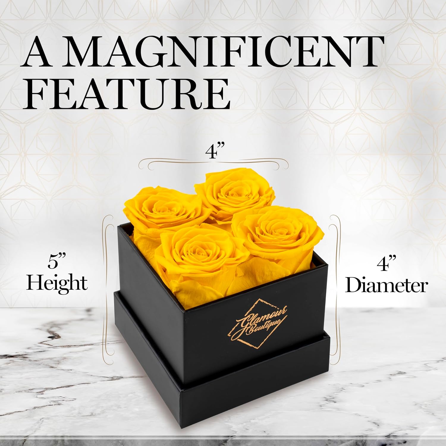 Classic Prestige Black | 4 Yellow Roses