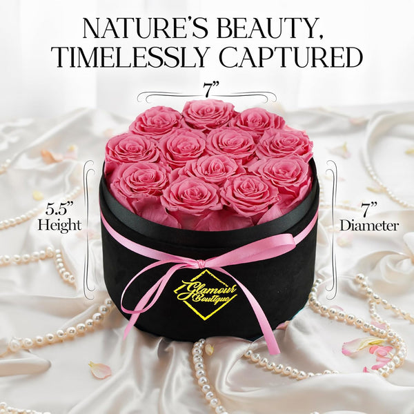 Eternal Prestige Velvet Black | 12 Pink Roses