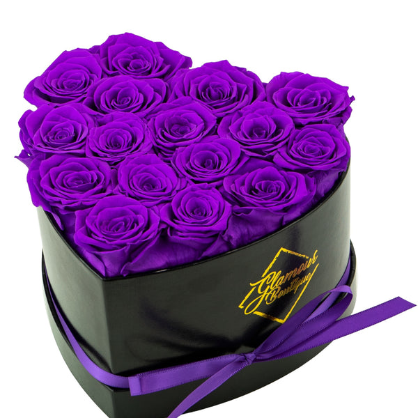 Immortal Love Heart Box |16 Purple Roses