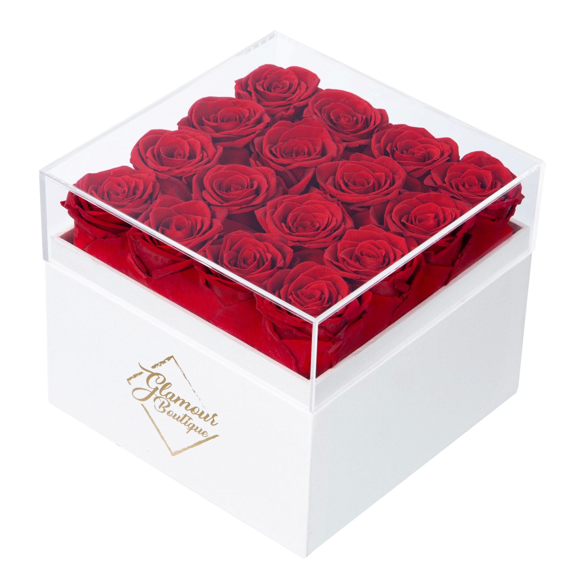 Eternal Elegance Square White | 16 Red Roses