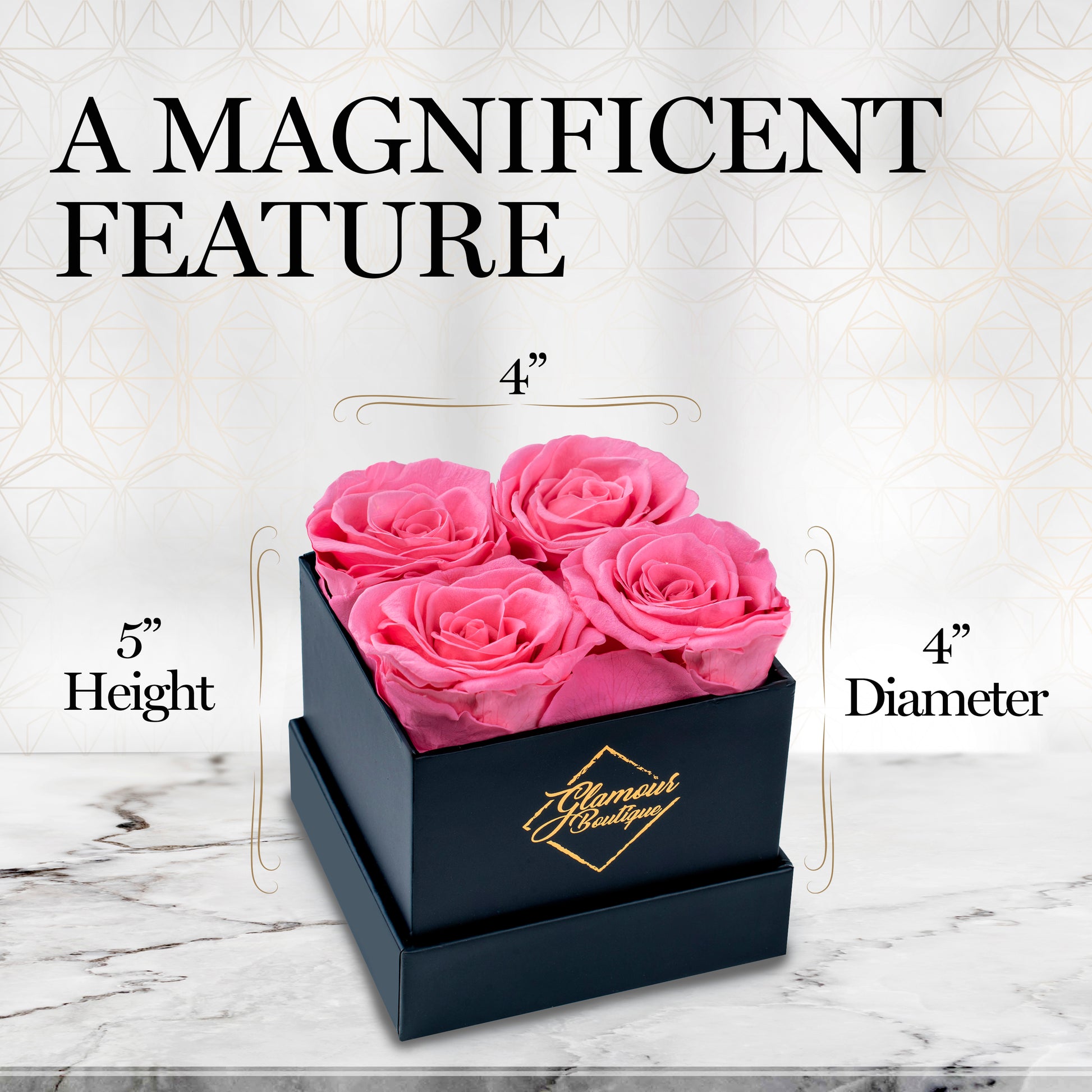 Classic Prestige Black | 4 Pink Roses