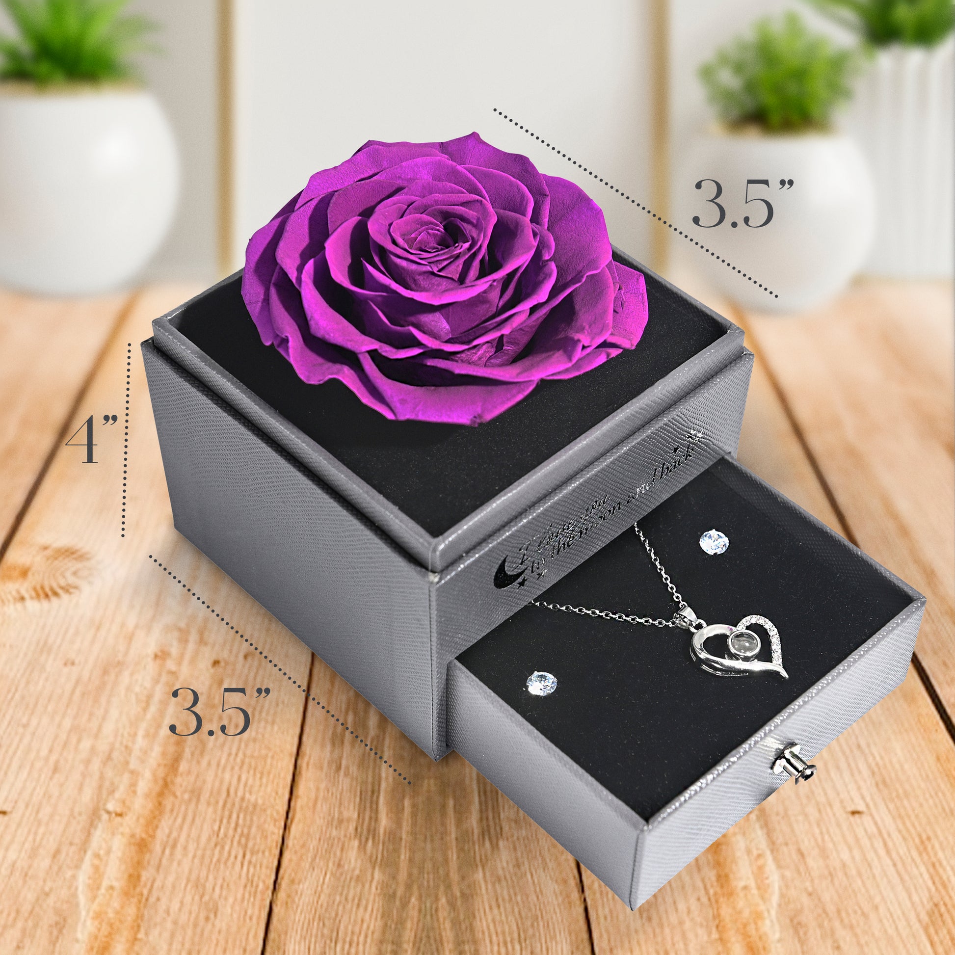 Everlasting Grace Forever Rose With Necklace | Purple