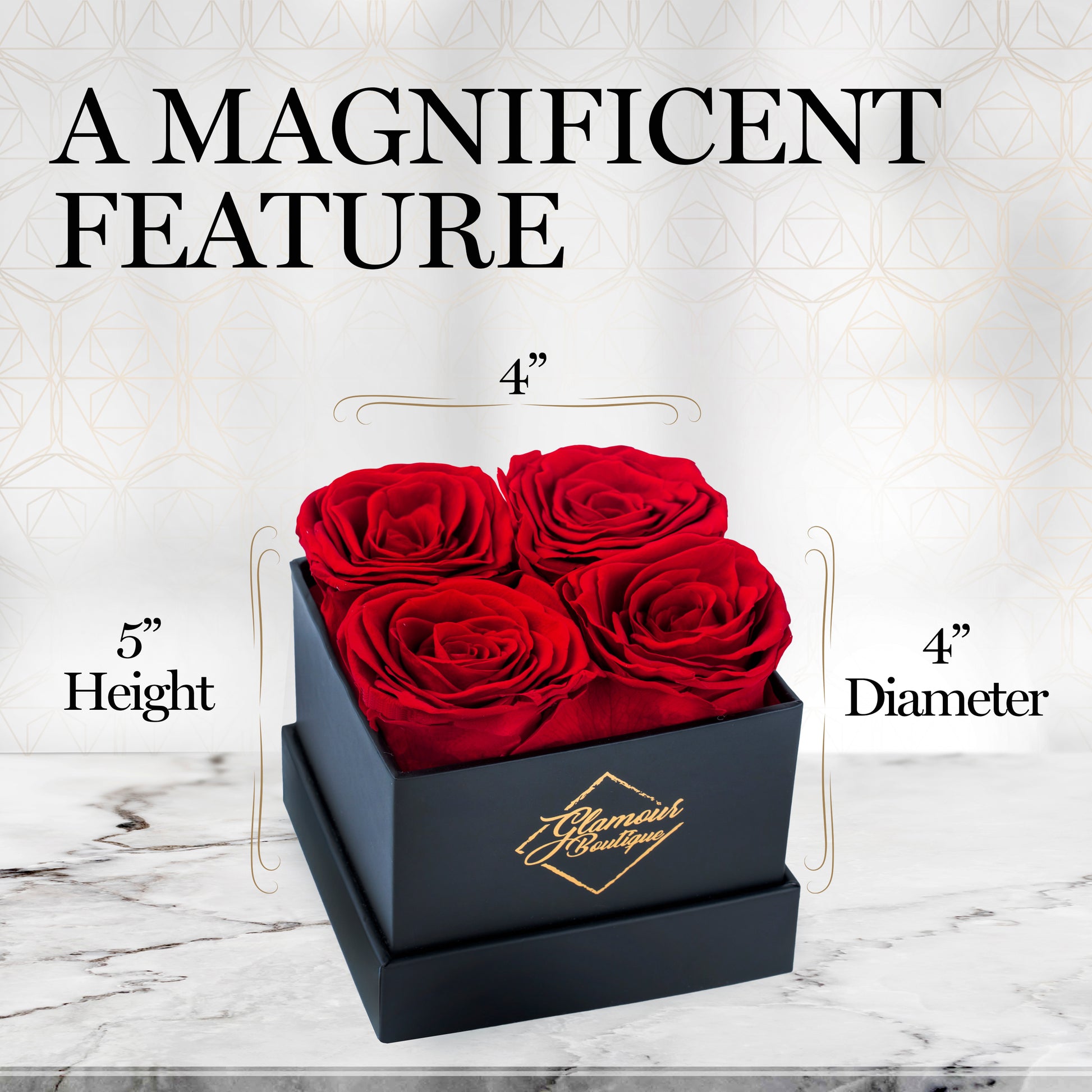 Classic Prestige Black | 4 Red Roses