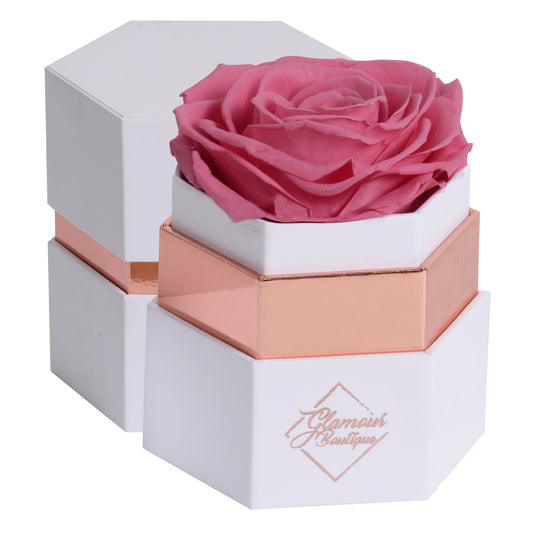 Timeless Charm  Hexagon Box | Pink Immortal Rose