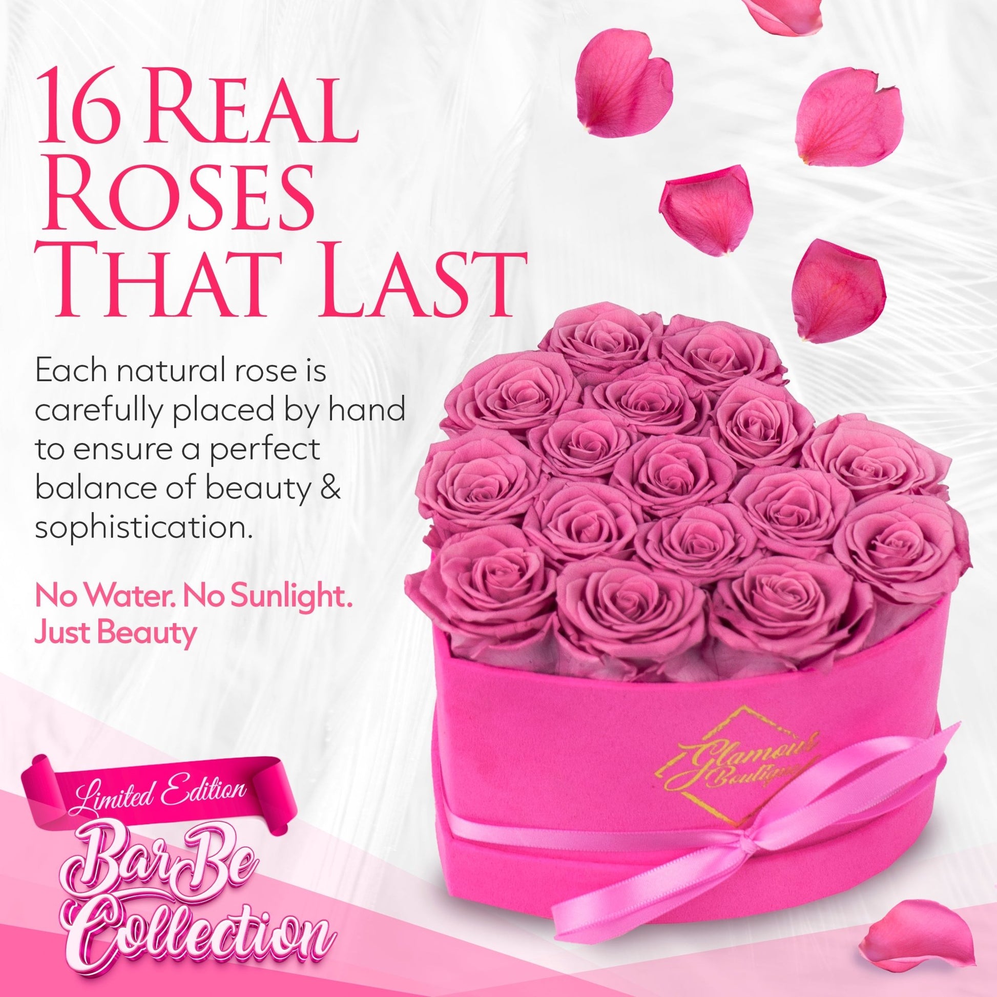 BarBe Heart Box |16 Pink Roses - theglamourboutiques