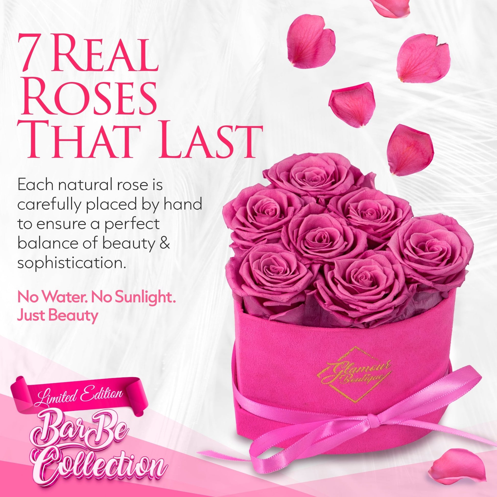 BarBe Heart Box |7 Pink Roses - theglamourboutiques