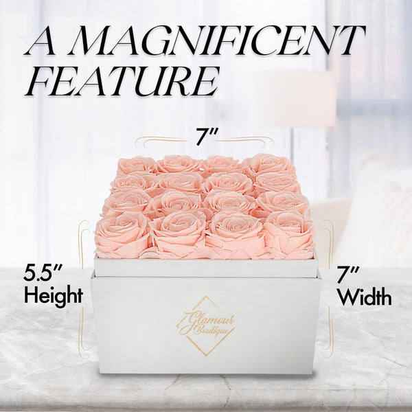 Eternal Elegance Square White | 16 Peach Roses - theglamourboutiques