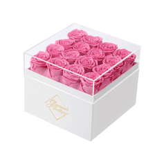 Eternal Elegance Square White | 16 Pink Roses