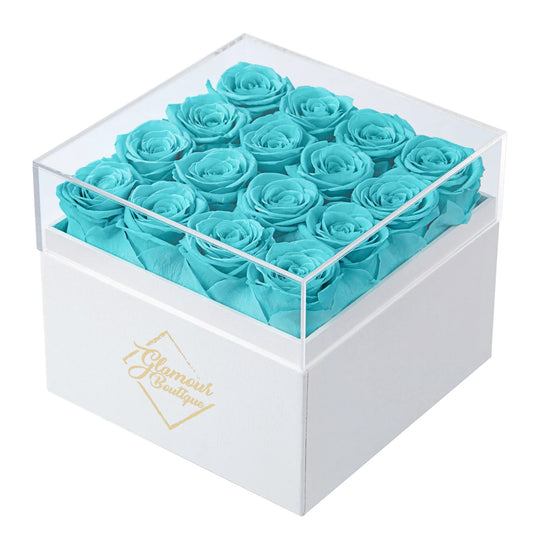 Eternal Elegance Square White |16 Tiffany Roses - theglamourboutiques