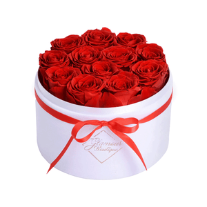 Eternal Prestige Velvet White | 12 Red Roses - theglamourboutiques