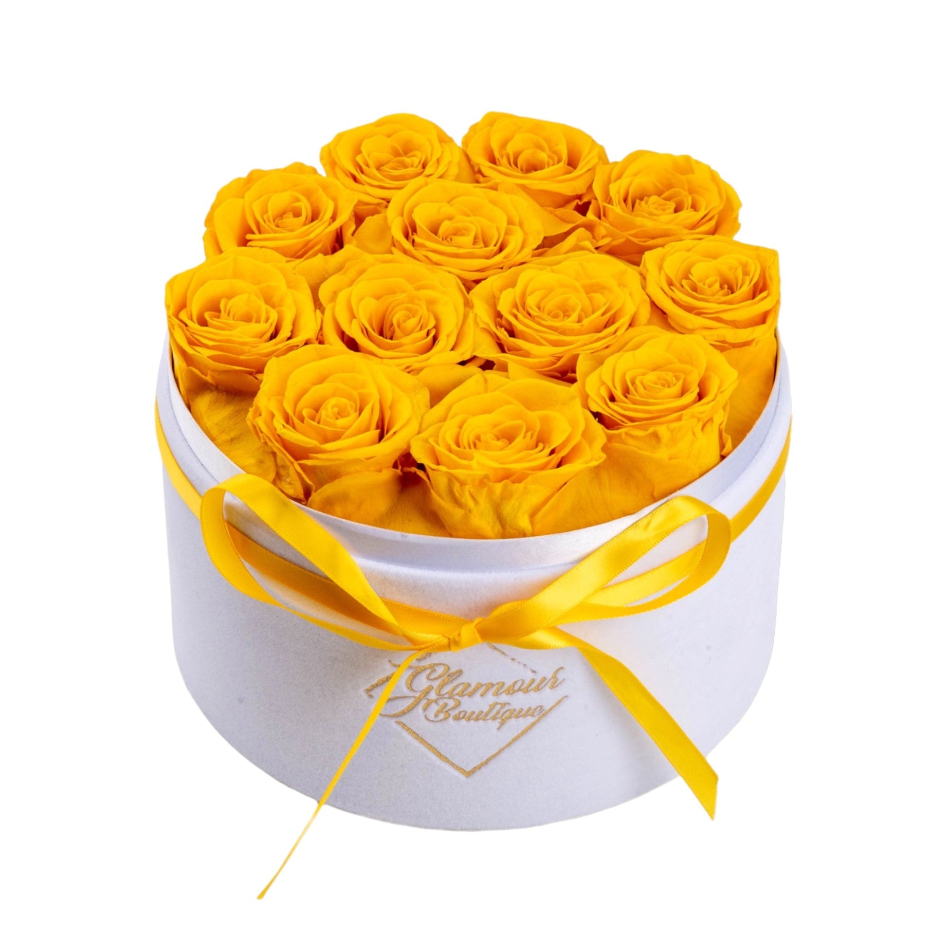 Eternal Prestige Velvet White |12 Yellow Roses - theglamourboutiques