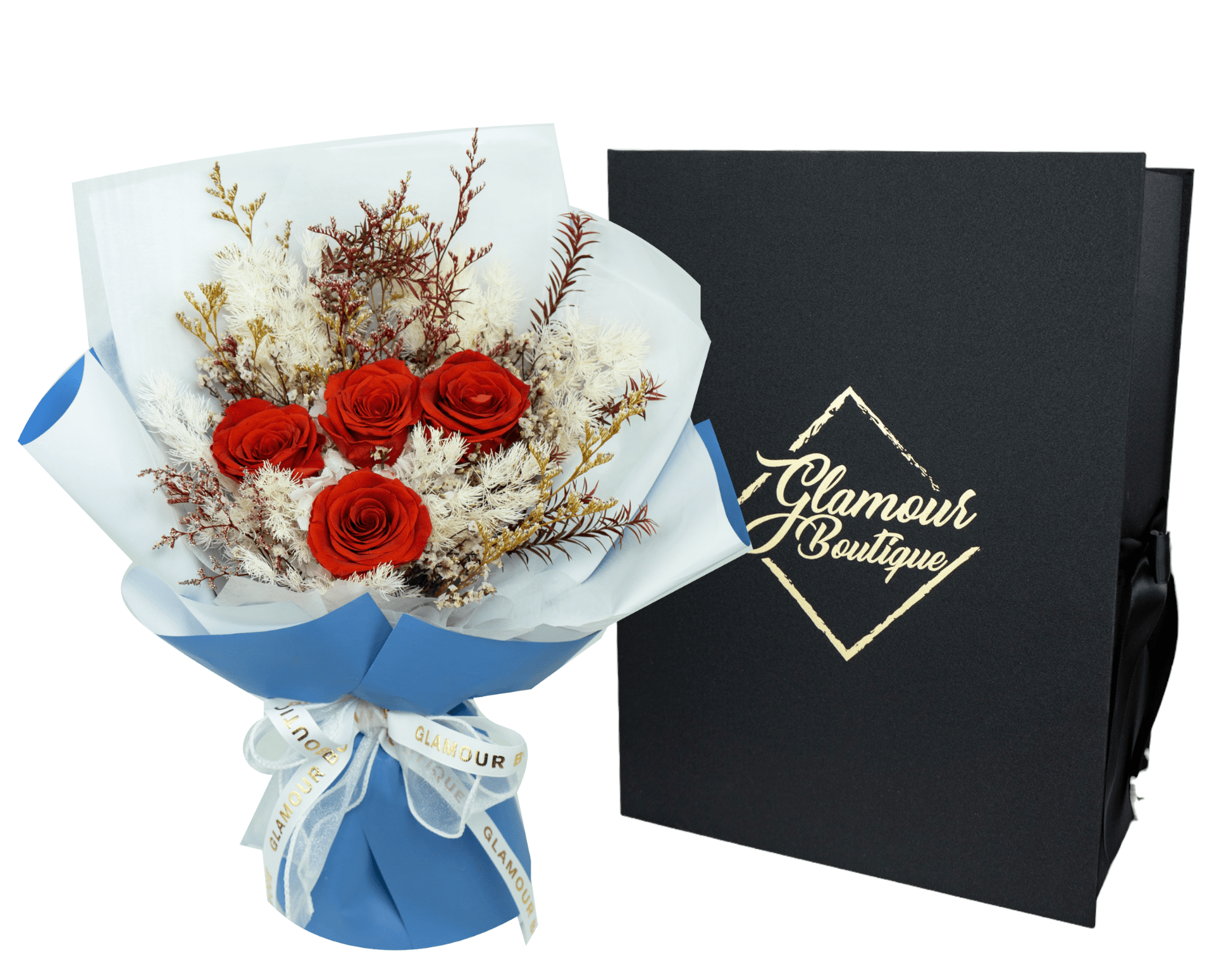 Everlasting Elegance Flowers Bouquet | Orange - theglamourboutiques