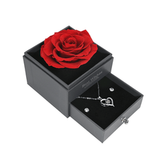 Everlasting Grace Forever Rose With Necklace | Red