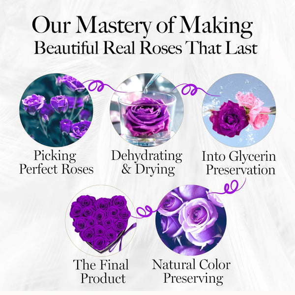 Immortal Love Heart Box |16 Purple Roses - Glamour Boutique