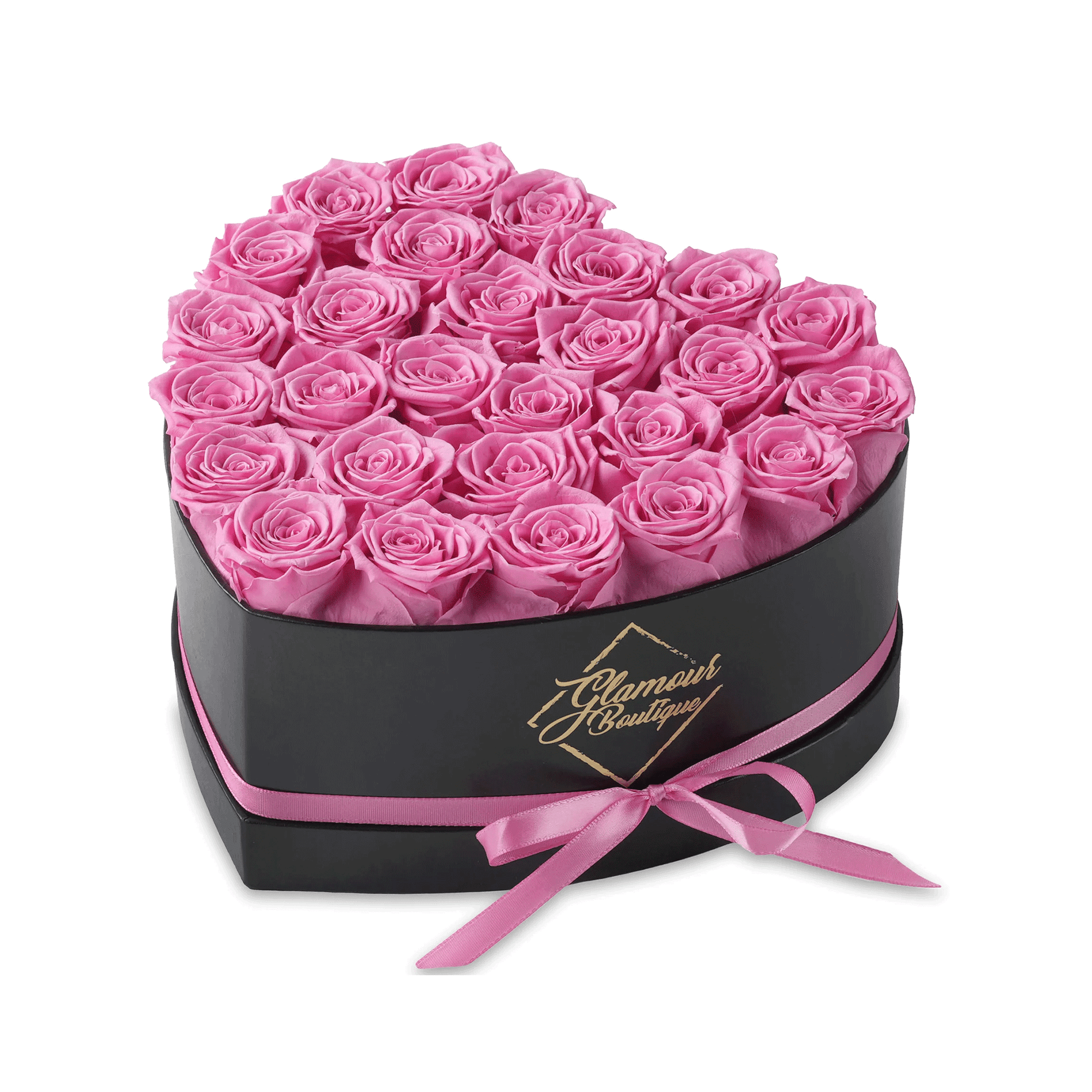 Immortal Love Heart Box | 27 Pink Roses - Glamour Boutique