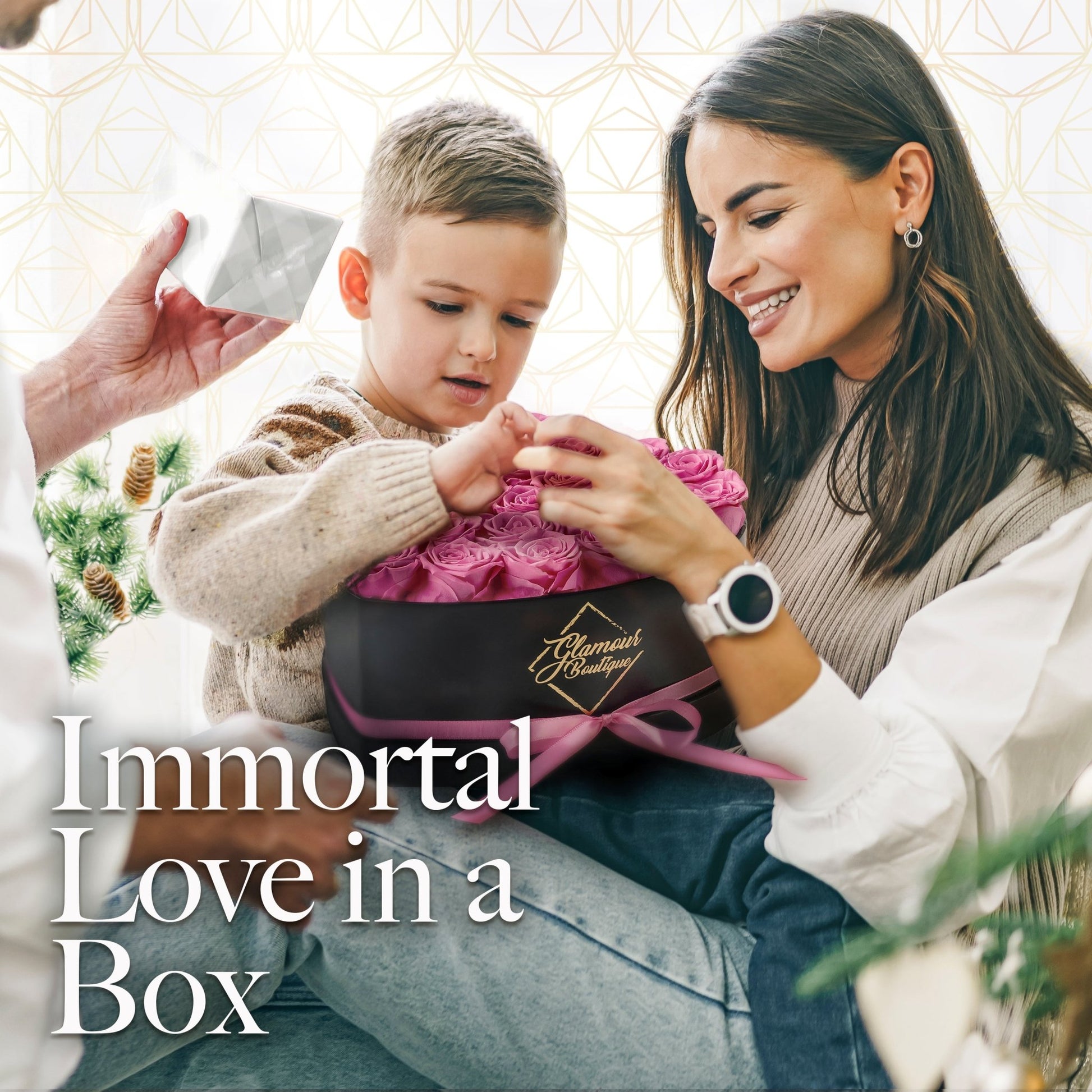 Immortal Love Heart Box | 27 Pink Roses - Glamour Boutique