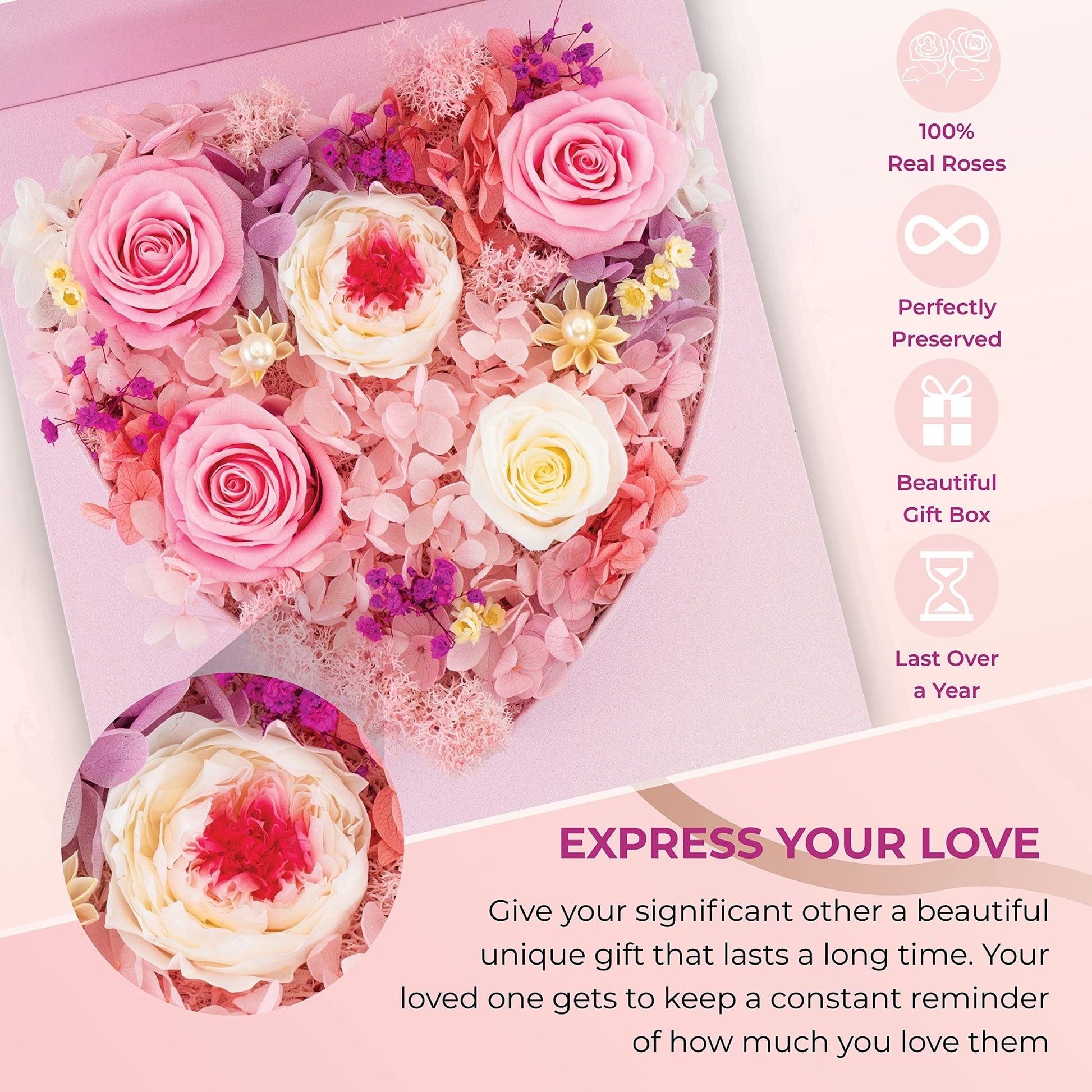 Infinite Romance Love Box with Scarf | Pink Mix Flowers - Glamour Boutique