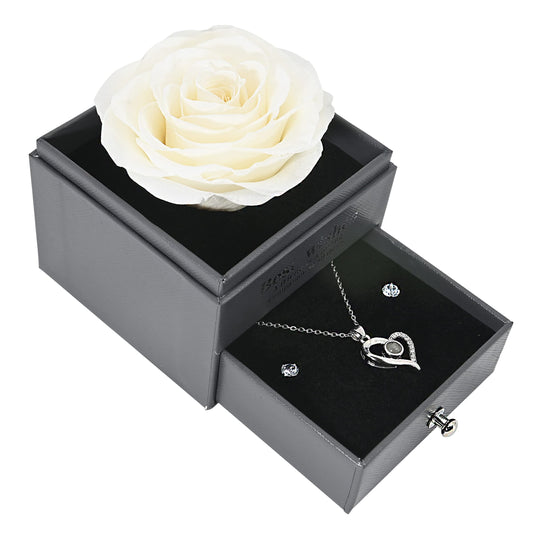 Everlasting Grace Forever Rose With Necklace | White